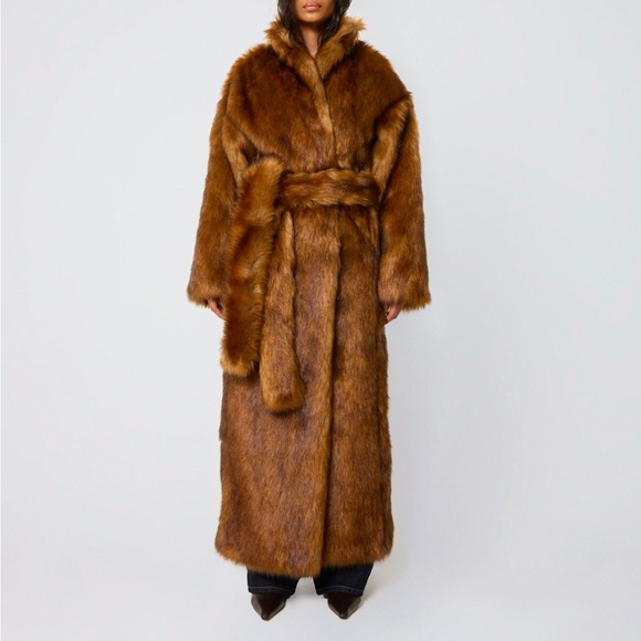 KHY Luxurious Brown Faux Fur Coat - Picture 4 of 12